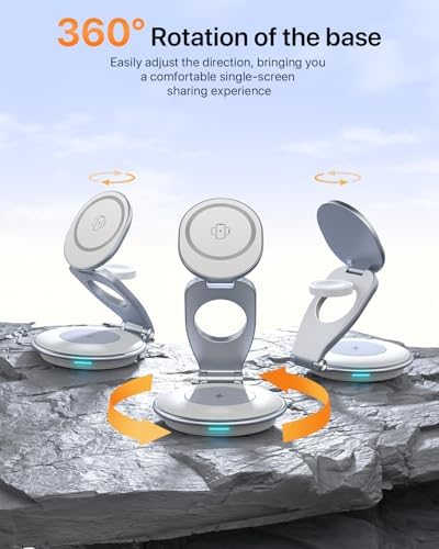 Ultimate 3-in-1 EXW Travel Charging Station for Apple Devices – Magnetic Foldable Wireless Charger for i Phone 16-12 Series, Apple Watch, and Air Pods with 30 W Fast Charger – Sleek Design for Enhanced Portability and Efficiency