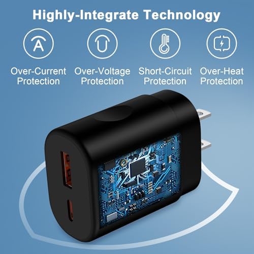 Rapid Charge 25 W Dual Port USB-C Wall Adapter – High-Efficiency Fast Charger for Samsung Galaxy, i Phone, and Pixel Devices – Compact, Portable Power Block with Advanced Safety Features – Perfect for Galaxy Watch, Z Fold, A & S Series Models