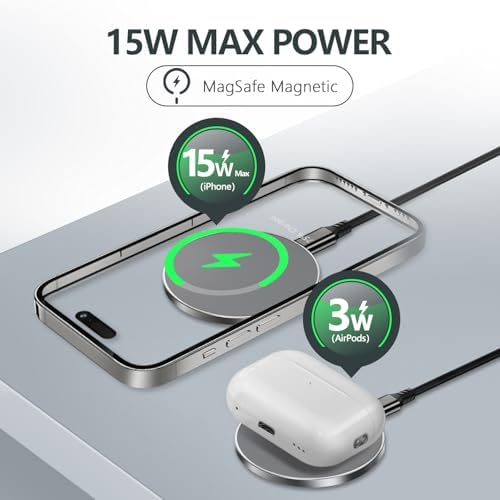 KLOET 3-in-1 Magnetic Wireless Charging Stand – 20 W Fast Charger for Phones, Headphones & Smartwatches in Sleek Titanium Black – Ultimate Device Compatibility & Clutter-Free Convenience