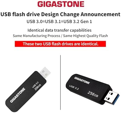 GIGASTONE Z30 128 GB Flash Drive 5-Pack – Ultra-Fast USB 3.2 Gen 1 with 100 MB/s Speed, Sleek Carbon Fiber Finish, Push-Pull Design, Keychain-Compatible for Effortless Data Transfer & Backup Across PC, Mac, TV, & Car Devices