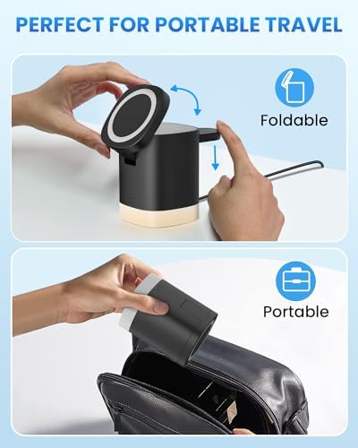 Travel-Ready Joy Geek 3-in-1 Wireless Charging Station – Fast Mag-Safe Charger for i Phone 16-12 Series, Apple Watch Series 10-2, and Air Pods Pro – Ultimate Compatibility and Speed for On-the-Go Lifestyle