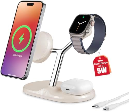 Revolutionize Your Charging Experience: 3-in-1 Wireless Charging Hub for Apple Devices – Fast, Efficient Dock for i Phone 12-16, Apple Watch & Air Pods – Sleek Space-Saving Design for Home & Office – Enhanced Compatibility Without Clutter – Adapter Not Included
