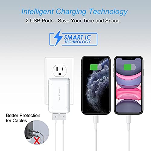 Ultra-Slim OKRAY Dual USB Wall Charger with Foldable Plug – 5 V/3 A Fast Charging Block for i Phone 13, 12, 11, XR, XS & Samsung Galaxy S23, A35 – Travel-Friendly Dual Port Phone Adapter for Maximum Efficiency and Compatibility