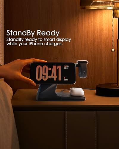 All-in-One Wireless Charging Hub for Apple Devices – Fast Mag-Safe Charger Stand for i Phone 16/15/14/13/12 Series, Air Pods & Apple Watch – Streamlined Design for Home & Office Efficiency