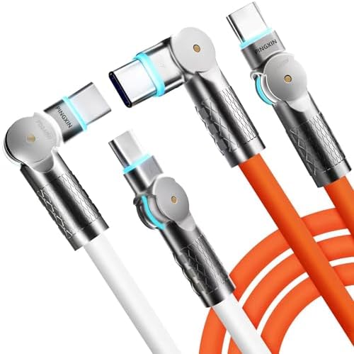 Ultimate 240 W USB-C to USB-C Charger Cable – 6.6 ft High-Speed Fast Charging & 40 Gbps Data Transfer – Durable Dual-Pack for Mac Book Pro, i Pad Pro/Air, i Phone 16 & Galaxy S23 – Eye-Catching Orange/White Design for Enhanced Visibility and Performance