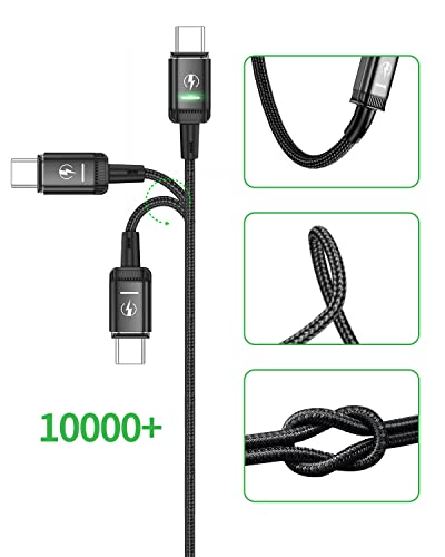 Kuulaa Magnetic USB C Charging Cable – 2 Pack of 3 ft Nylon Braided Fast Charge Cords with LED Indicators for Samsung & Type C Devices – Effortless Connection & Enhanced Durability in Black