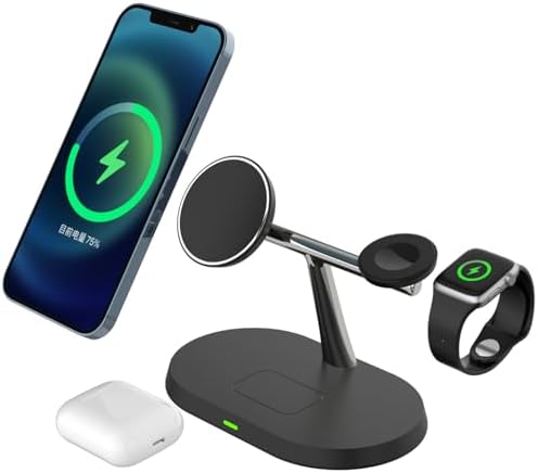 Revolutionize Your Charging Routine with the Supercharger Elite 3-in-1 Magnetic Charging Station for i Phone and Apple Watch – Rapidly Charges i Phone 15/14/13/12 Pro Max/Plus/Mini & Apple Watch Ultra 2/Series 9-3 – Stylish, Compact Design for Home or Travel – Perfect Wireless Charger for Streamlined Efficiency and Enhanced Compatibility
