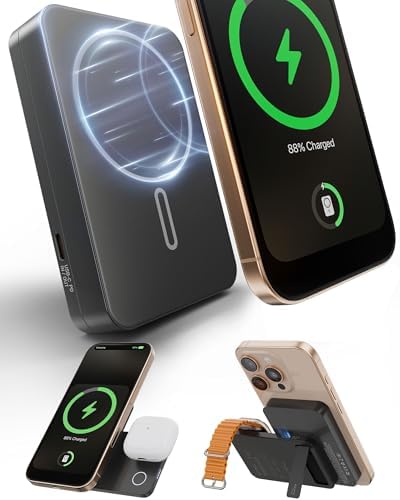 Revolutionary KU XIU 3-in-1 Mag-Safe Wireless Charging Station & Portable Power Bank – 5000 m Ah Fast Charger for i Phone 12-16, Apple Watch Ultra & Air Pods – Ultra-Compact, Foldable Design with Adjustable Viewing Stand for Effortless Travel – Advanced Compatibility & Intelligent Charging Solutions Explore the ultimate charging solution with the KU XIU 3-in-1 Mag-Safe Wireless Charger that seamlessly integrates a powerful 5000 m Ah battery, a versatile stand, and a cutting-edge charging station. Designed for modern travelers, this compact device supports i Phone 12-16 models, Apple Watch Ultra, and Air Pods, ensuring rapid 15 W wireless charging and 20 W PD for USB-C gadgets. The precision-engineered adjustable stand enhances your viewing experience while charging, making it perfect for entertainment on-the-go. Enjoy a sleek, foldable design that fits effortlessly in your pocket or bag, meeting aviation standards for hassle-free travel. With intelligent charging technology, prioritize device safety and longevity while enjoying a charging efficiency of up to 95%. Elevate your charging experience with the KU XIU – the perfect blend of style, practicality, and performance for today’s tech-savvy users.