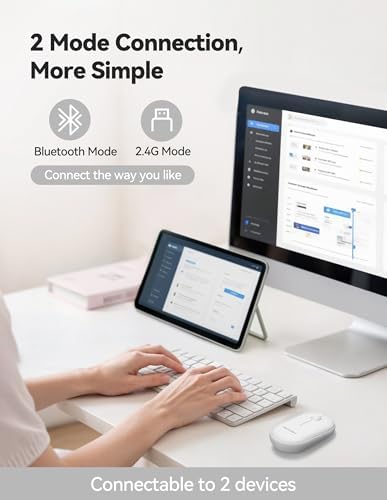 TECKNET Dual Mode Bluetooth Mouse – Compact Portable Wireless Mouse with Silent Clicks for Laptops & Desktops | Seamless Bluetooth 3.0/5.0 & 2.4 GHz USB Connectivity | Ergonomic Design for PC, Chromebook & Mac Users – Sleek Grey Finish for Ultimate Style and Comfort