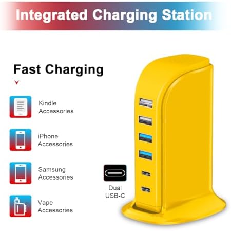 Elevate Your Charging Game with Upoy’s Ultimate USB Power Hub: Multi-Device Charging Station with 5 ft Extension Cord for i Phones, Tablets, and Earbuds – Fast, Efficient Power Adapter for Home and Office Use with Advanced Safety Features