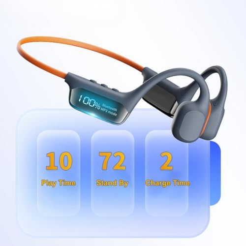 IHAO Ultra-Light Bone Conduction Bluetooth Headphones with Built-In MP3 Player – Open-Ear Ergonomic Earbuds for Active Lifestyles, Perfect for Cycling, Running, and Skiing – Sweat-Proof, Comfortable Fit with Exceptional Sound Clarity and Surround Awareness