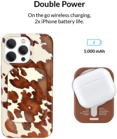 Stylish Hot Pink Leopard VELVET CAVIAR Magnetic Power Bank – Mag Safe Compatible Slim Charger for i Phone 12, 13, 14, 15 – Fast 5000 m Ah Portable Battery Pack with USB-C for Effortless Charging on the Go