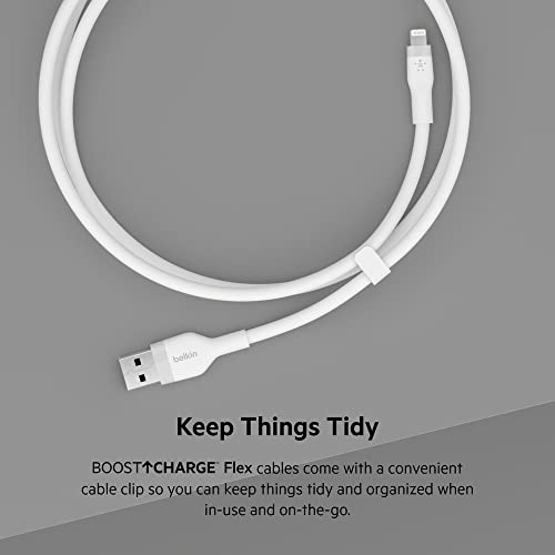 Belkin Boost Charge Flex Silicone USB Type A to Lightning Cable 2-Pack (3.3 FT) – MFi Certified Durable Charging Solution for i Phone 13, 12, 11, Pro, Max, Mini, SE, i Pad – Enhanced Flexibility and Fast Charging Performance in Sleek Black Finish