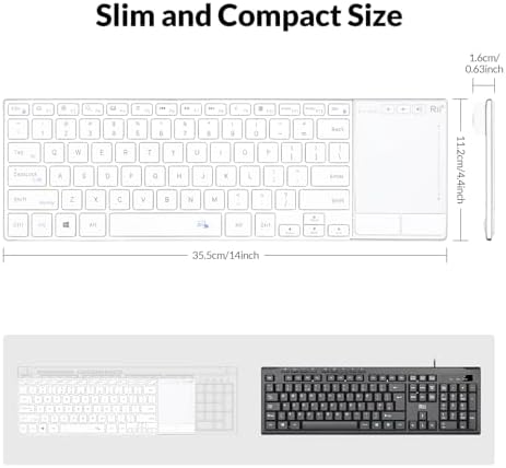 Transform Your Workspace with the Rii Ultra-Slim Wireless Bluetooth Keyboard – Multi-Device Rechargeable Stainless Steel Design with Multi-Touch Touchpad for Seamless PC, Mac, and Laptop Connectivity – Ergonomic, Durable, and Stylish for Effortless Typing and Navigation