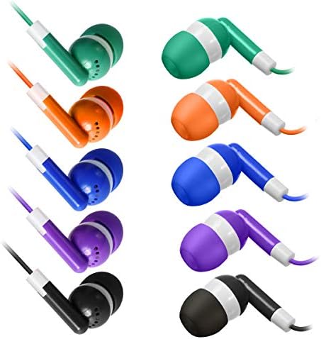 Vibrant 30-Pack Kids Earbuds – Wired In-Ear Headphones in 5 Fun Colors (Black, Blue, Orange, Green, Purple) – Ideal for i Pads, Macs, PCs & Fitness Gear – Perfect for Classrooms & Group Activities with Enhanced Compatibility and Sound Quality