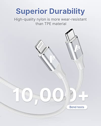 6 FT USB C to Lightning Charging Cable 2 Pack – MFi Certified Braided Fast Charger for i Phone 14/13/12 Series and i Pad – Durable, High-Speed Data Transfer and Enhanced Compatibility for All Apple Devices