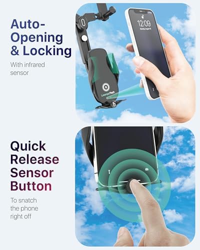 Revolutionary 2-in-1 Wireless Car Charger and Automatic Clamping Rear View Mirror Phone Holder – 360° Rotatable Mount with Retractable Design and 15 W Fast Charging for Ultimate Smartphone Compatibility and Safety