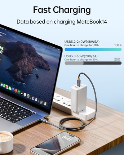 AGFINEST 240 W USB C to USB C Cable – Ultra-Fast 20 Gbps Data Transfer, 4 K@60 Hz Video Support, PD 3.1 48 V Fast Charging, 6.6 FT Length for Enhanced Device Compatibility and Performance