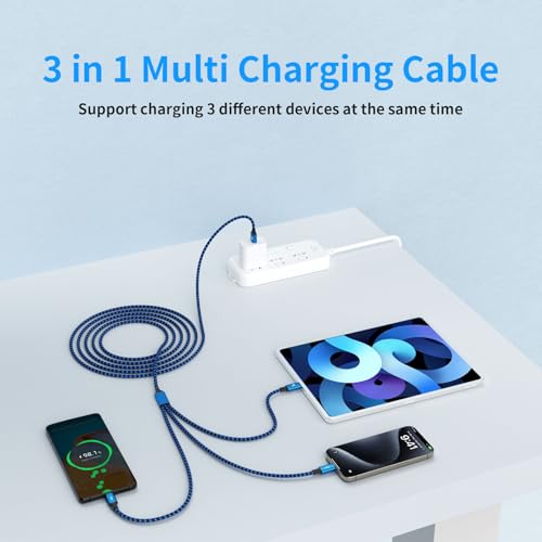 240 W 4-in-1 USB C Charging Cable – 6 FT Multi-Device Power Solution with LED Indicator for i Phone 16/15/14 Pro, Mac, i Pad, Samsung S25/S24 – Fast Charging Compatibility, Durable Design for Home & Travel