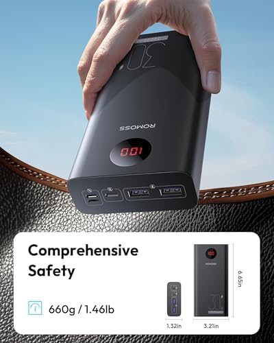 ROMOSS 30000 m Ah High-Capacity Power Bank with 22.5 W Fast Charging – Versatile Portable Charger for Multi-Device Compatibility including i Phone, i Pad Pro, Samsung – Triple Output & Input Design for Effortless Power Management on the Go