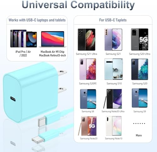 High-Efficiency 20 W USB-C Fast Charger for i Phone 16 & i Pad Pro – Versatile 6 ft & 10 ft Type C Charging Cables with Robust Wall Adapter for Quick Power Boosts – Perfect for i Phone 16 Pro Max, 15 Plus, and All i Pad Models – Maximize Your Charging Flexibility and Efficiency