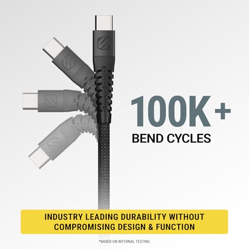 Scosche Ci4 B4 SG-SP MFi Certified Strikeline 4 ft Braided Lightning & USB-C Charging Cable – Fast, Durable, and Stylish Power Solution for Seamless Device Compatibility in Space Gray