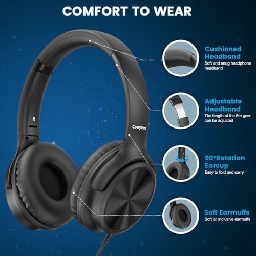 Transform Your Audio Journey with Cowyawn’s Premium USB Type-C Over-Ear Headphones – Stunning Rose Finish, Superior HD Stereo Sound, and Integrated Microphone for Effortless Communication – Ideal for Chromebook, Laptop, and i Phone Users Seeking Optimal Comfort with Portable, Foldable Design