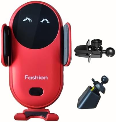 Vibrant Red Automatic Wireless Car Charger Mount – Effortless One-Handed Operation Smartphone Holder for i Phone & Samsung – Rapid Charging for Air Vent or Dashboard Use – Enhance Your Driving with Secure Support & Stylish Convenience