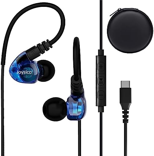 Premium USB C Earbuds with Over-Ear Hooks and Microphone – Sport-Ready Type C Headphones for i Phone 15, Samsung Galaxy, Google Pixel – Enhanced Sound Quality and Comfort for Active Lifestyles
