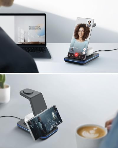 Revolutionize Your Charging Routine with the Joy Geek 3-in-1 Wireless Charger Station for Samsung Devices – Fast Charging Dock for Galaxy Watch7 Pro/4/3/Active2/1, S24/S23 Ultra/S22/S21/S20/Note 20, Z Fold & Flip, and Buds 3 Pro – Enhanced Compatibility, Sleek Design, and Built-in Safety Features for Efficient Power Management