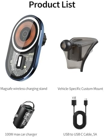 Premium Wireless Charging Car Phone Holder for Mercedes Benz GLC & C Class (2022-2025) – 360° Adjustable Mount with Mag Safe Compatibility – Stylish & Safe Navigation Solution for the Modern Driver