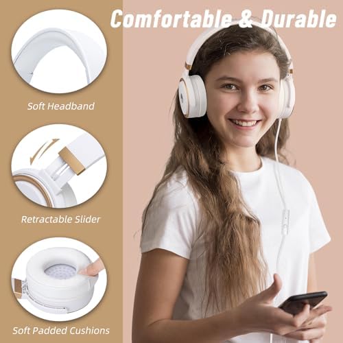 Rockpapa Ultra-Light Foldable Wired Headphones with Integrated Microphone – Premium Stereo Sound for All Ages, Perfect for Travel with Tangle-Free Cord and 3.5 mm Compatibility – Sleek Black/Grey Design for Everyday Listening and Virtual Meetings