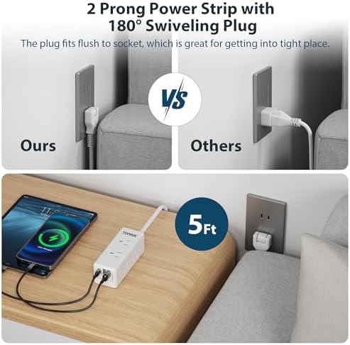 Universal European Travel Plug Adapter with USB-C – TOPREK 9-in-1 Power Strip for US to Europe with 6 Outlets & 3 USB Ports, 3 FT Extension Cord for Seamless Charging in Germany, France, Spain, Greece, and More – Ideal for Hotel and Airport Use