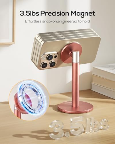 Nulaxy Premium Magnetic Aluminum Phone Stand with Dual Metal Rings – 360-Degree Rotating Adjustable Holder for Desk and Office – Universal Compatibility with Mag Safe Cases – Sleek Gray Design for Enhanced Productivity and Convenience