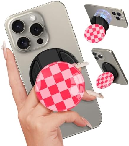 Chic Mushroom Mag Safe Phone Grip for Women – Trendy Ring Kickstand Holder for i Phone 16/15/14/13/12 Series – Stylish, Secure, and Functional Accessory for Texting, Selfies, and Streaming – Lightweight, Durable Design for Everyday Use