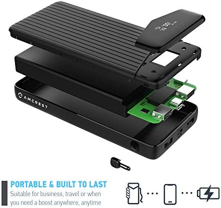 Amcrest 26,800 m Ah USB C Power Bank – High-Capacity Portable Charger with 22 W PD 3.0 Fast Charging, Dual USB Outputs & LED Display for Seamless Compatibility with Android & i OS Devices – Ideal for Travel & Daily Use