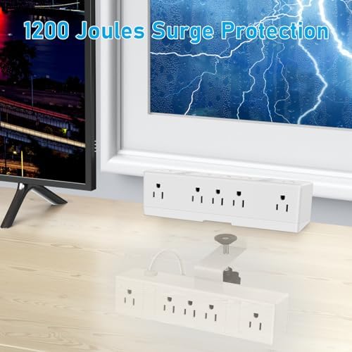 Maximize Workspace Efficiency with the Ultimate Dual Layer Desk Clamp Power Strip – 20 AC Outlets & 8 Fast Charging USB Ports, 60 W Power Delivery, 1200 J Surge Protection, 6 Ft Flexible Cord – Ideal for Multi-Device Charging and Organized Workstations