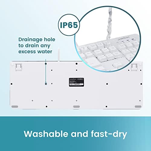 Durable & Washable Perixx PERIBOARD-517 Wired USB Keyboard – IP65 Certified, Ergonomic Design for Home & Office Use, Enhanced Compatibility with Windows & mac OS, Ideal for Quick Cleaning and Hygiene
