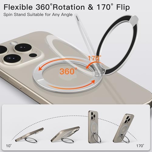 Advanced COOLQO 2-Pack 360° Rotating Phone Grip Ring Stand – Premium Magnetic Holders for Stress Relief & Enhanced Smartphone Stability – Universal Fit for All Devices – Elegant Silver Design for Car & Desk Use