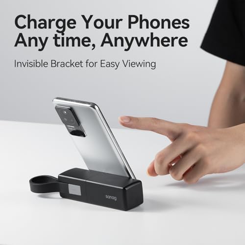 Sanag 3-in-1 Compact Power Bank with Built-in USB-C Cable and AC Plug – 5,000 m Ah Fast Charging Mini External Battery Pack for i Phone 15/14, Galaxy, and Mac Book (Black) – Ultimate Travel Charging Solution for On-the-Go Power Needs