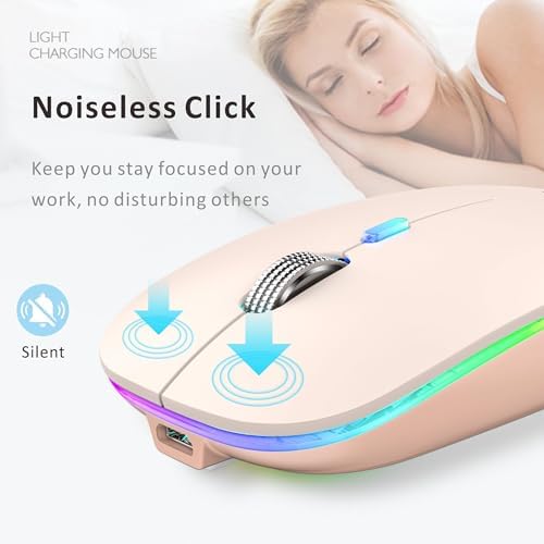 Uiosmuph G12 Slim Rechargeable LED Wireless Silent Mouse – Ultra-Portable USB Optical Computer Accessory with Type C Adapter for Seamless Compatibility and Noise-Free Operation in Blackish Green