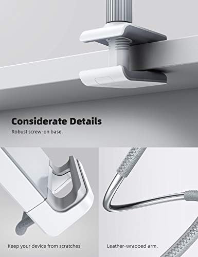 Lamicall Gooseneck Tablet Holder Mount – Ergonomic Adjustable Arm Stand for Hands-Free Viewing of i Pad Pro, Mini, Air & Galaxy Tabs (4.7-10.5″) – Versatile Clip Design for Bed, Desk, and Kitchen Use for Enhanced Comfort and Productivity