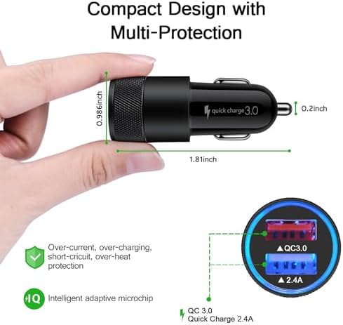 Ultimate Quick Charge 3.0 Fast Charging Kit for Samsung Galaxy & Google Pixel Devices – Includes Wall & Car Charger with 2 Durable 6 ft Nylon Type C Cables – Rapid Power Solution for S24, A14, A54, Pixel 8, and More – Maximize Efficiency & Stay Connected on the Go