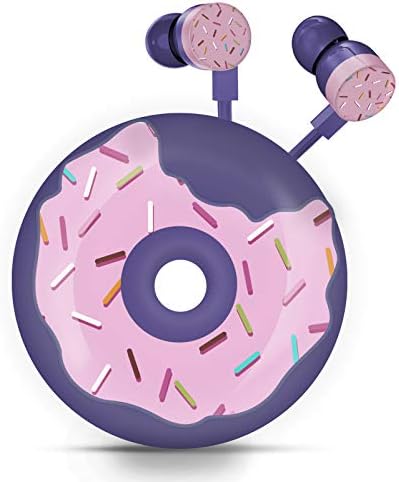 Qear Fun Donut Earbuds for Kids – Adorable Wired Earbuds with Microphone & Stylish Storage Case | Perfect Gift for School Girls and Boys | Enhanced Sound Quality & Volume-Limiting Safety Features | Tangle-Free Design for Music & Gaming Enthusiasts