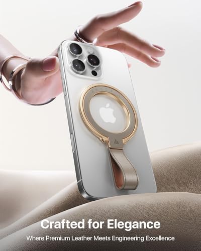 Elevate Your i Phone Experience with the andobil 2025 Premium Leather Magnetic Phone Grip – Unmatched Stability & Adjustable Kickstand for Seamless Mag Safe Integration, Compatible with i Phone 16 Pro Max/15/14/13 in Elegant Brown – Luxurious Design Meets Exceptional Functionality