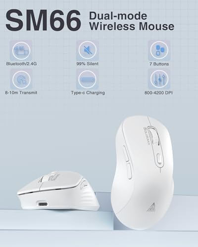 Experience Seamless Precision with the SM66 Green Silent Dual Mode Wireless Mouse – Ergonomic, Rechargeable, and Adjustable DPI Up to 4800 for Ultimate Flexibility in Bluetooth & Wireless Connectivity!