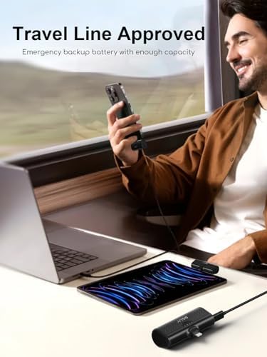 5000 m Ah Dual Pack Portable Power Bank for i Phone – MFi Certified Lightweight Charger with Built-in Cable for i Phone 14/13/12/11/XR/8 Plus Pro Max – Rapid Charging & Compact Design for On-the-Go Convenience