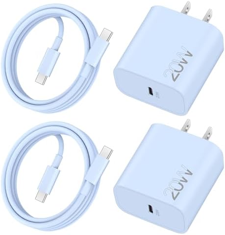 20 W Fast Charger Bundle for i Phone 16 Series & i Pad Models – Dual USB-C Wall Charging Blocks with 3 FT Cable for Lightning-Fast Device Power-Up and Enhanced Compatibility with Air Pods – Ideal for Busy Lifestyles and Travel