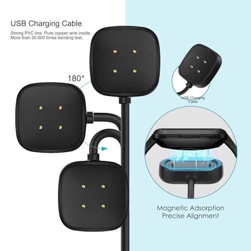 Rapid Charge Duo for Fitbit Sense & Versa Series | 3.3 ft USB Cables for Quick Power Boost | Essential Smartwatch Accessory for Active Lifestyles | Enhanced Compatibility with Sense 2, Versa 3, and Versa 4 | Travel-Friendly Design for On-the-Go Charging | Durable Construction for Long-Term Use | Minimize Downtime and Maximize Fitness Tracking Efficiency