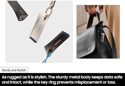 SAMSUNG BAR Plus 128 GB USB 3.1 Flash Drive – Ultra-Fast 400 MB/s Data Transfer, Rugged Metal Design for Maximum Durability, Ideal for Photos, Videos, and Music Storage, Enhanced Compatibility Across Devices, Sleek Titan Grey Finish